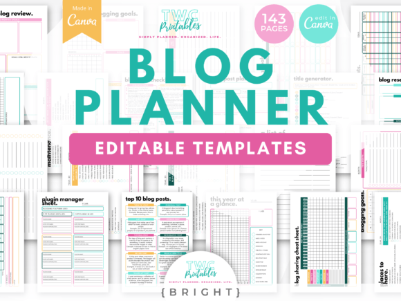 Blog Planner Canva Templates | BRIGHT: Your Content Command Center