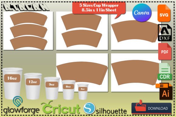 Coffee Paper Cup Wrapper Templates: Design and Cut