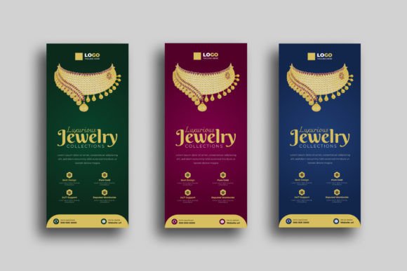 Elegant Jewelry Rack Card & DL Flyer Templates for Your Brand
