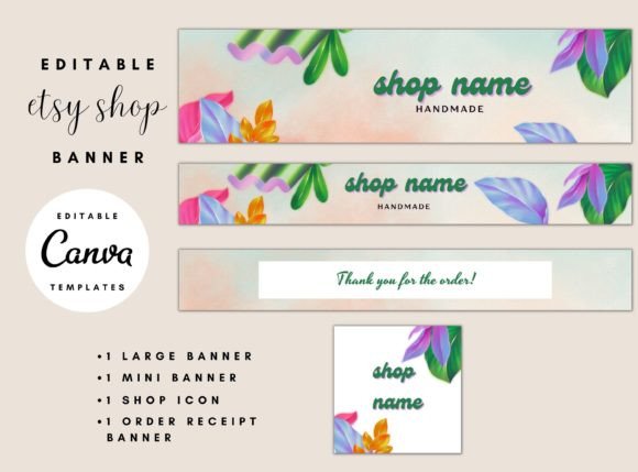 Leaves Etsy Shop Banner Templates for a Cohesive Brand