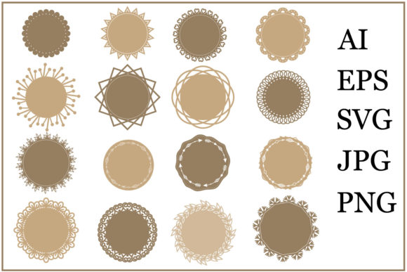 Set, Templates, Frames, Labels, Stencils in Brown & Black